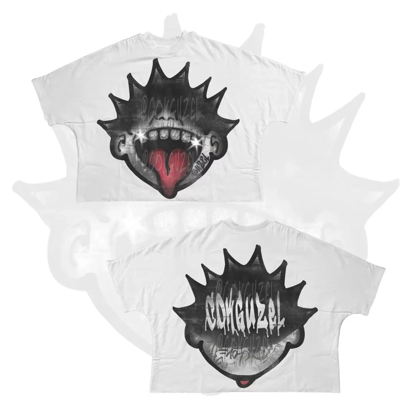 Y2K Short Sleeve Men Women Harajuku Gothic Cartoon Characters Graphic Printed Oversized T Shirt Hip Hop Cotton Drop Sleeves Tops