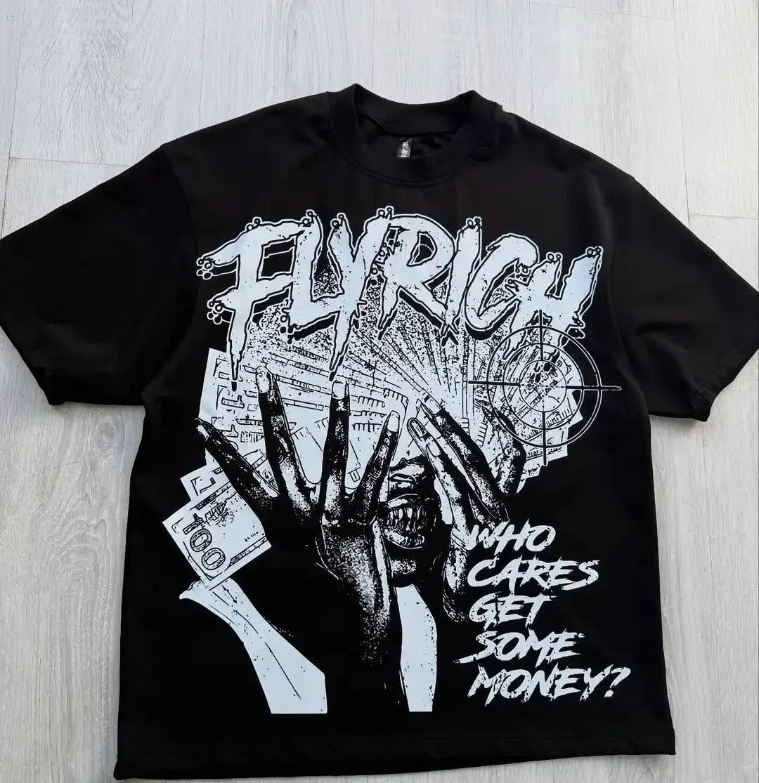 Y2k Harajuku Streetwear Men and Women Short Sleeved Fashion New Cartoon Print Design Shirt Retro Hip-hop Trend Oversized T-shirt