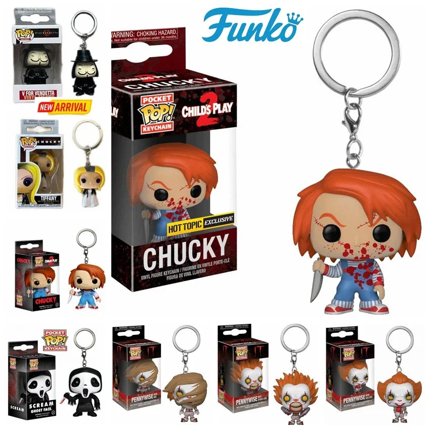 FUNKO TIFFANY CHILD'S PLAY Chucky V for Vendetta  Pennywise Scream GhostFace Pocket Pop Keychain Collection Model Kids Toys