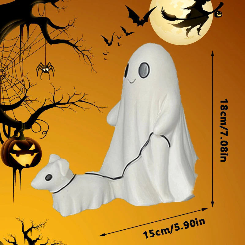Halloween Ghost Walking Dog Statue Halloween Statues Spooky Figurine Extra Large