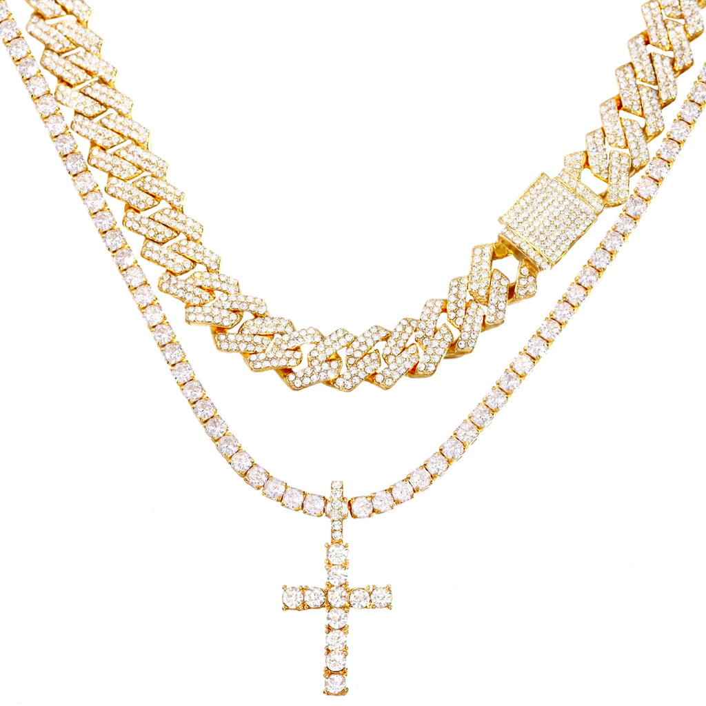 2pcs Cross Tennis Chain 14MM
