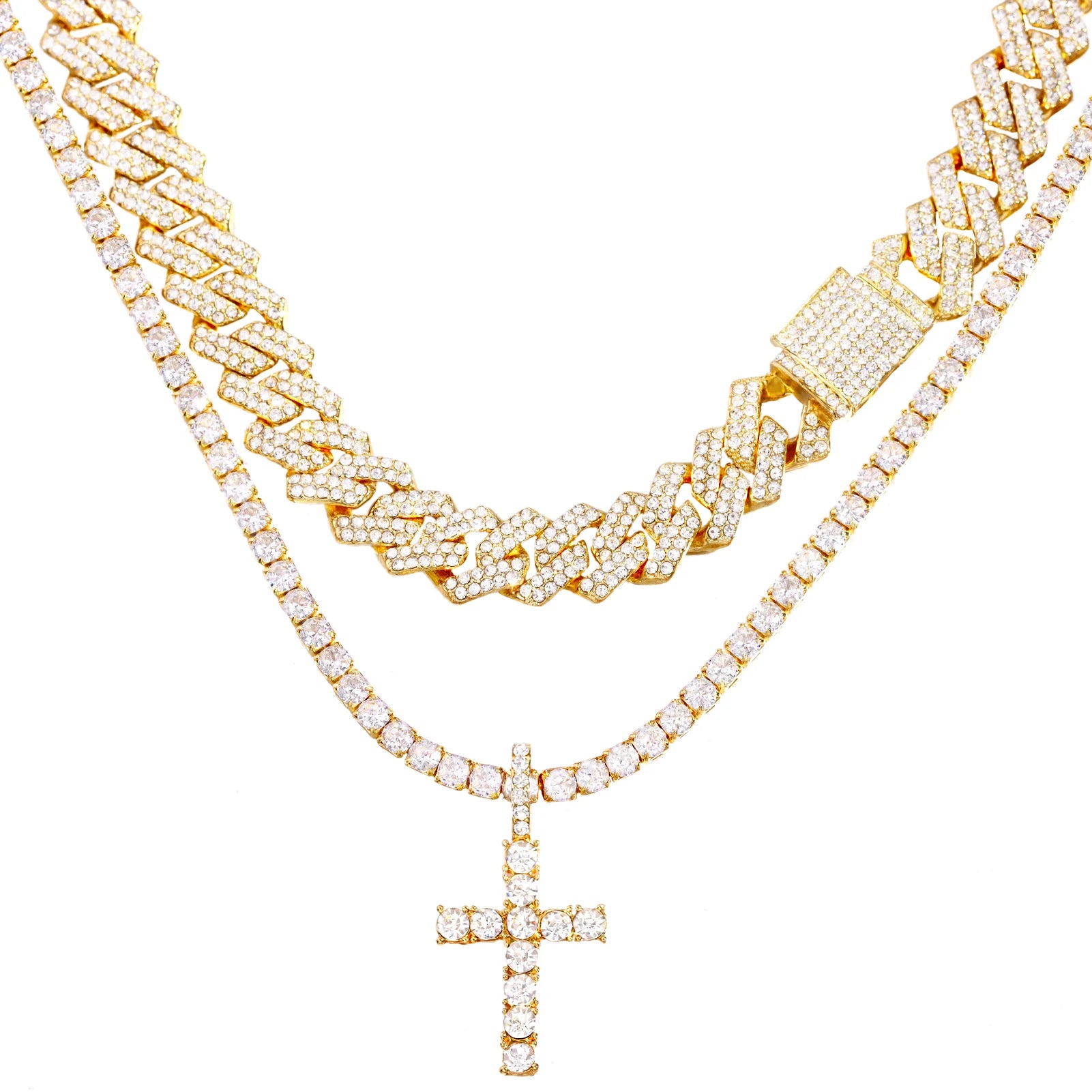 2pcs Cross Tennis Chain 14MM