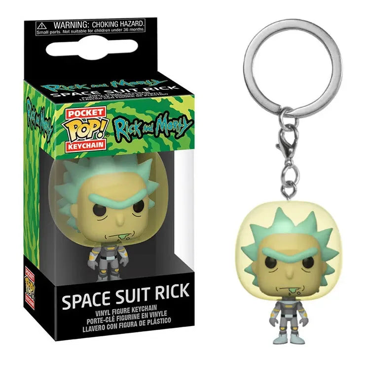 FUNKO POP Pickle Rick and Morty Snow Ball HOLOGRAM Space Suit Rick CLONE Keychain Kid Toys Mr. Meeseeks Snowball Gift