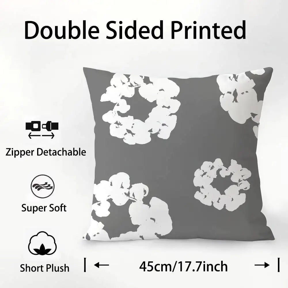 Luxury D-Denim T-Tears Pillow Case Square Double‑Sided Print Cushion Case For Sofa Home Bedchamber Decor Gift