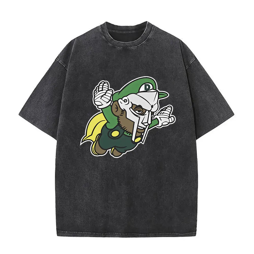 Washed Vintage Rapper Mf Doom MM FOOD Graphic Print Tshirt Men Women Hip Hop Fashion T-shirts Male Casual Oversized Streetwear