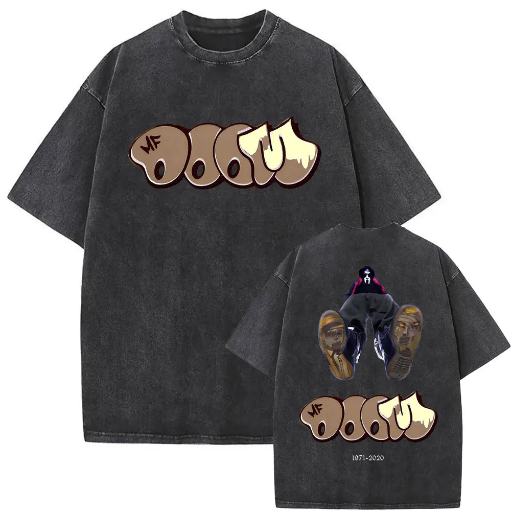 Washed Vintage Rapper Mf Doom MM FOOD Graphic Print Tshirt Men Women Hip Hop Fashion T-shirts Male Casual Oversized Streetwear