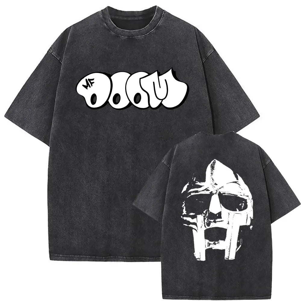 Washed Vintage Rapper Mf Doom MM FOOD Graphic Print Tshirt Men Women Hip Hop Fashion T-shirts Male Casual Oversized Streetwear