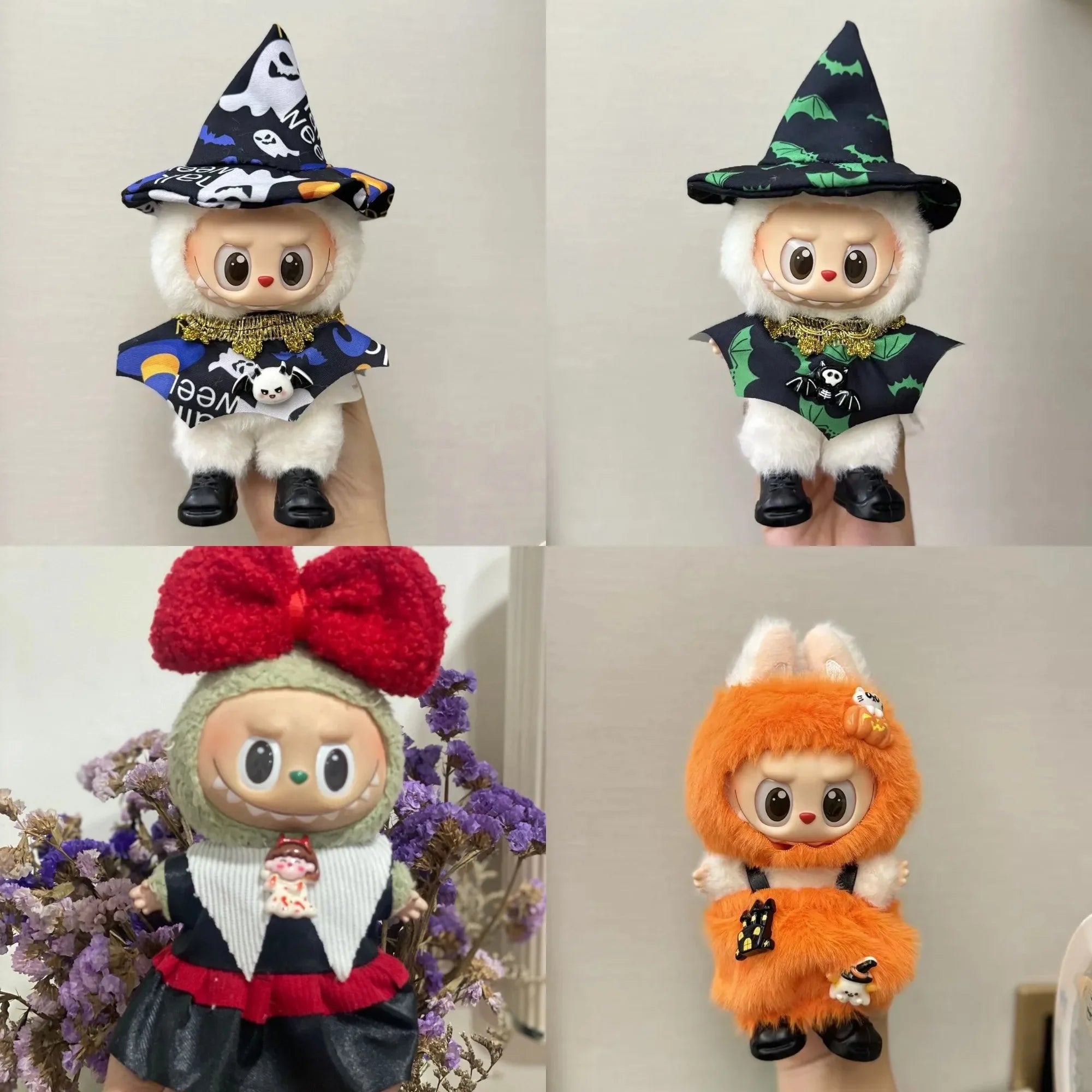 Halloween Clothes Set Cute Pumpkin Dress with Hat For 17cm Labubu V3 Doll Clothes Outfit Accessories Ropa Labubu