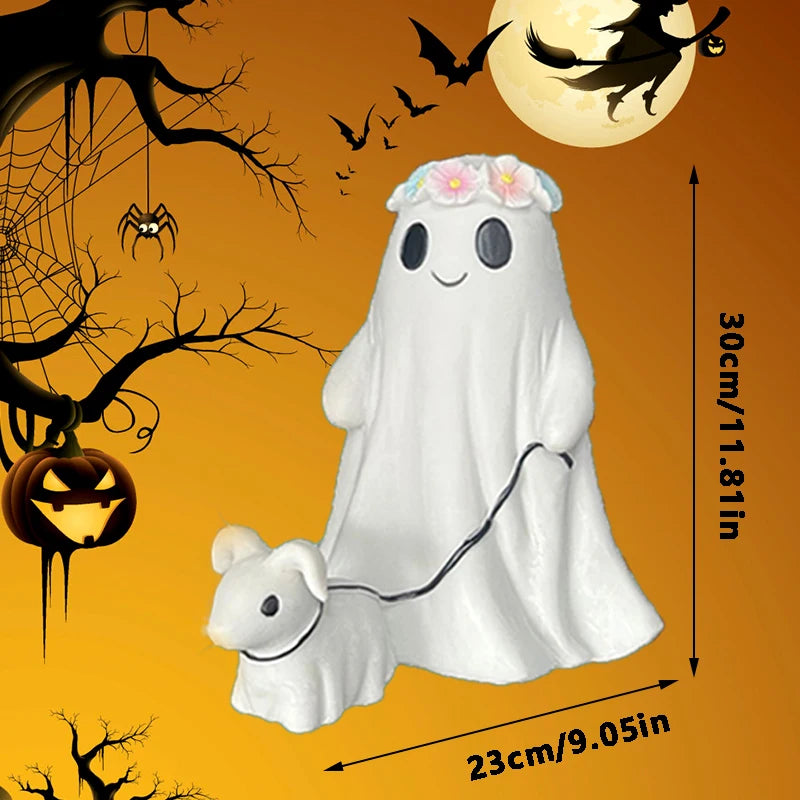 Halloween Ghost Walking Dog Statue Halloween Statues Spooky Figurine Extra Large