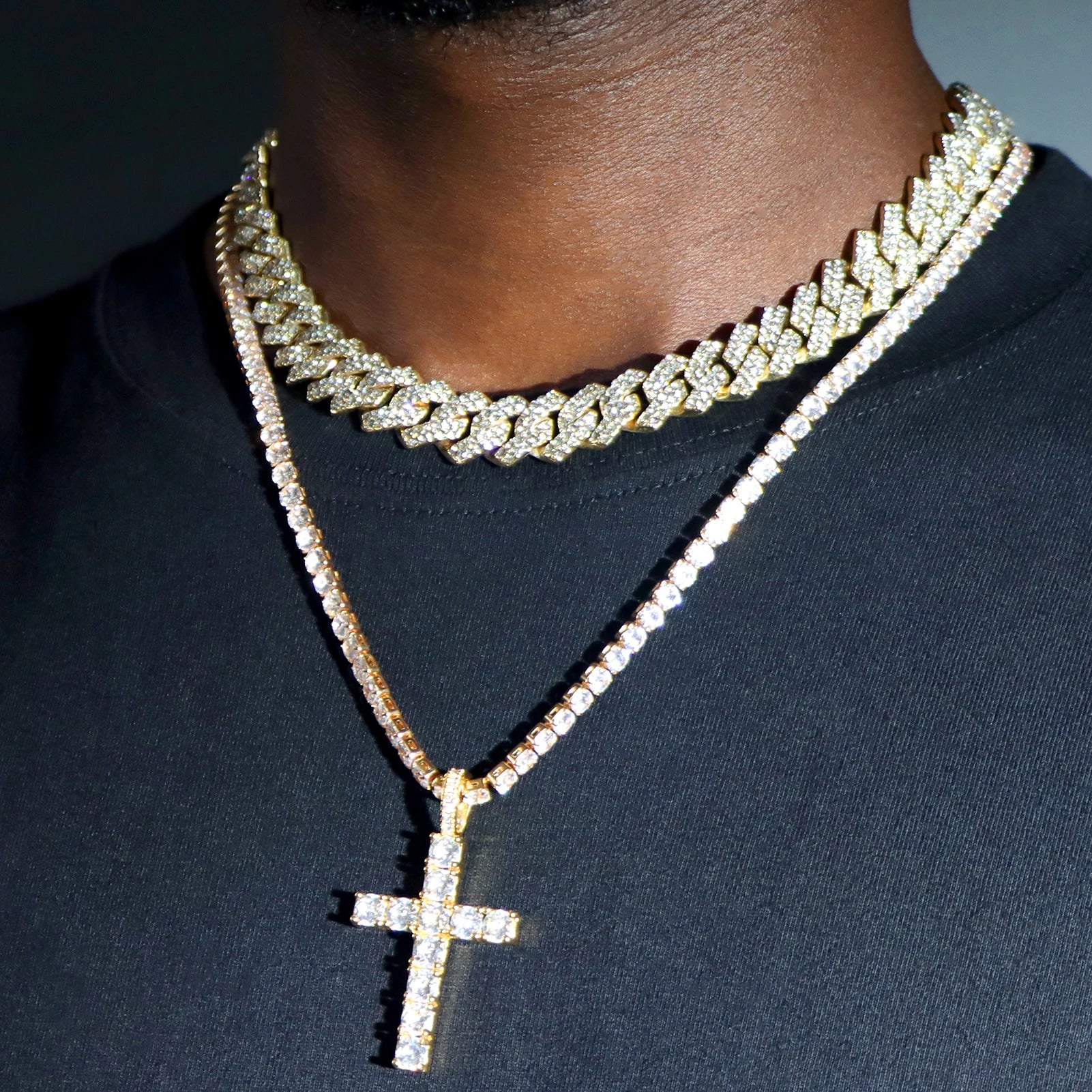 2pcs Cross Tennis Chain 14MM