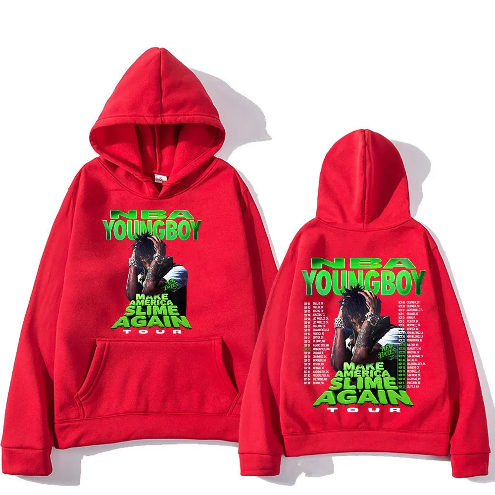 "YoungBoy Never Broke Again Tour 2025" says singing handprint hoodie street fashion hoodie men's hip-hop high-quality hoodie
