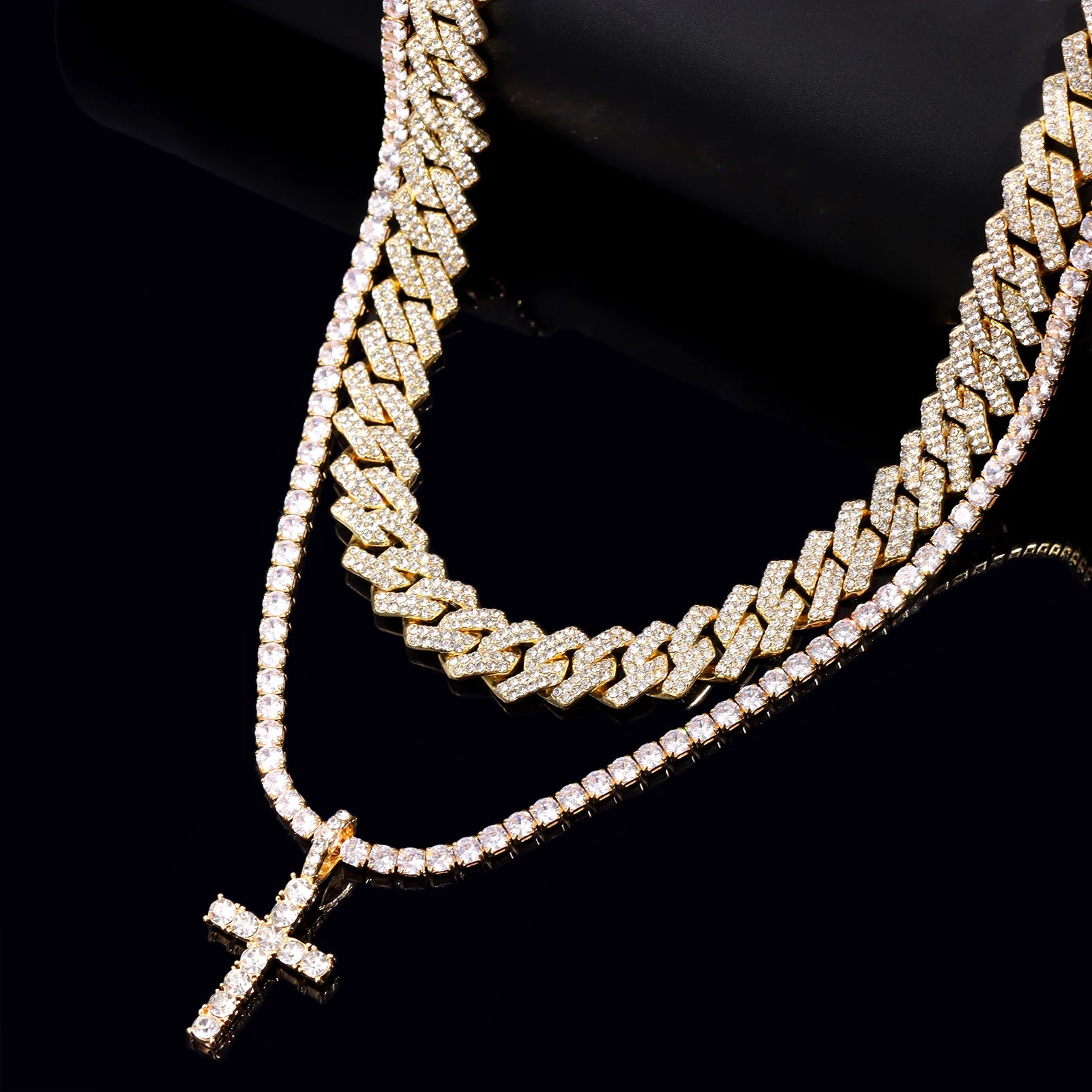 2pcs Cross Tennis Chain 14MM