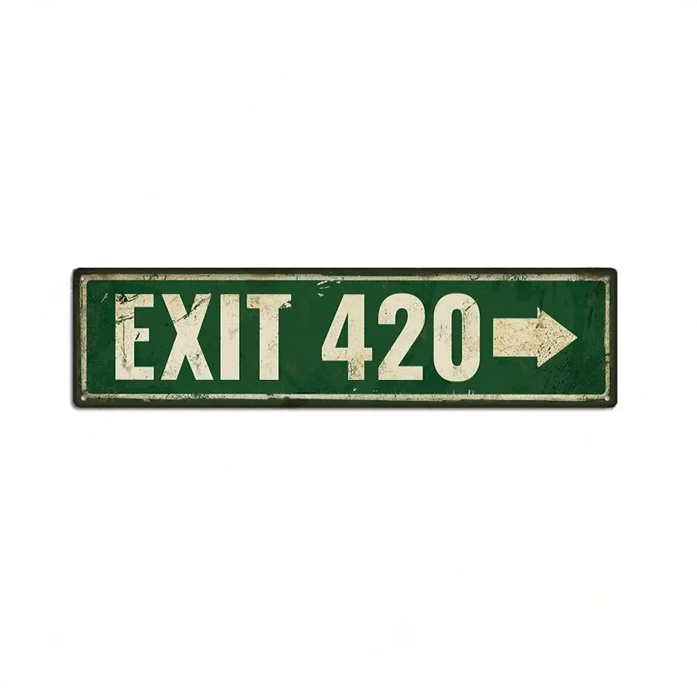 FJ Posters Elm Street 420 Stoner Metal Signs Iron Aluminium Accessories Plaque Metal Wall Art for Horror Movie Grunge Room Decor