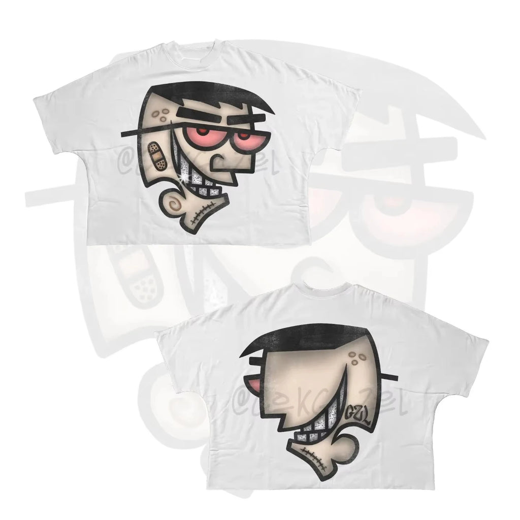 Y2K Short Sleeve Men Women Harajuku Gothic Cartoon Characters Graphic Printed Oversized T Shirt Hip Hop Cotton Drop Sleeves Tops