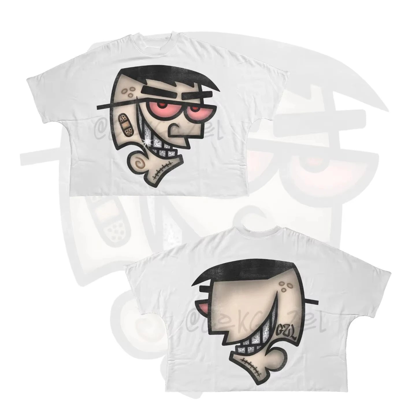 Y2K Short Sleeve Men Women Harajuku Gothic Cartoon Characters Graphic Printed Oversized T Shirt Hip Hop Cotton Drop Sleeves Tops