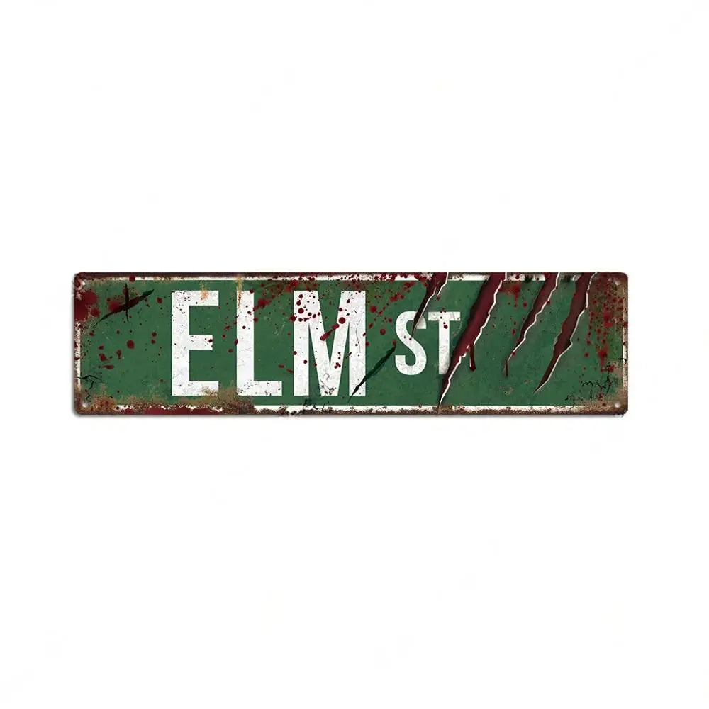 FJ Posters Elm Street 420 Stoner Metal Signs Iron Aluminium Accessories Plaque Metal Wall Art for Horror Movie Grunge Room Decor