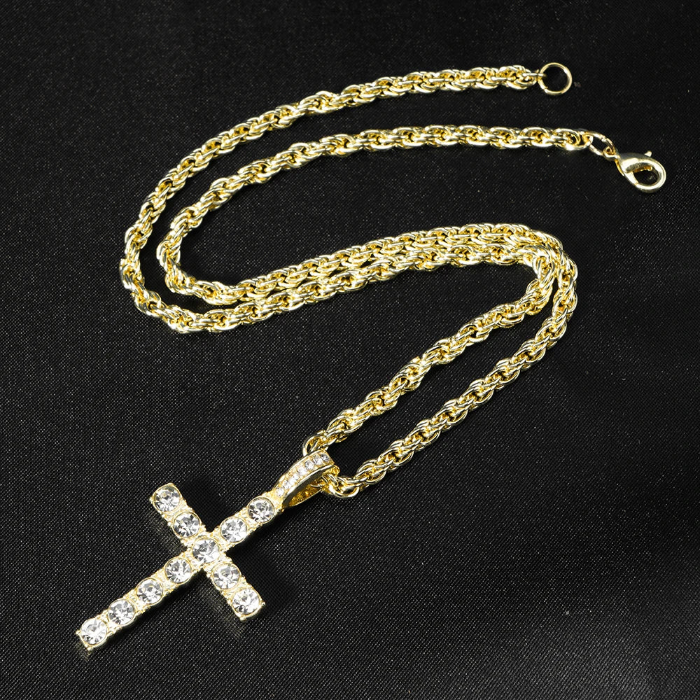 Hip Hop Iced Out Cross Necklace 4mm Tennis Chain Men