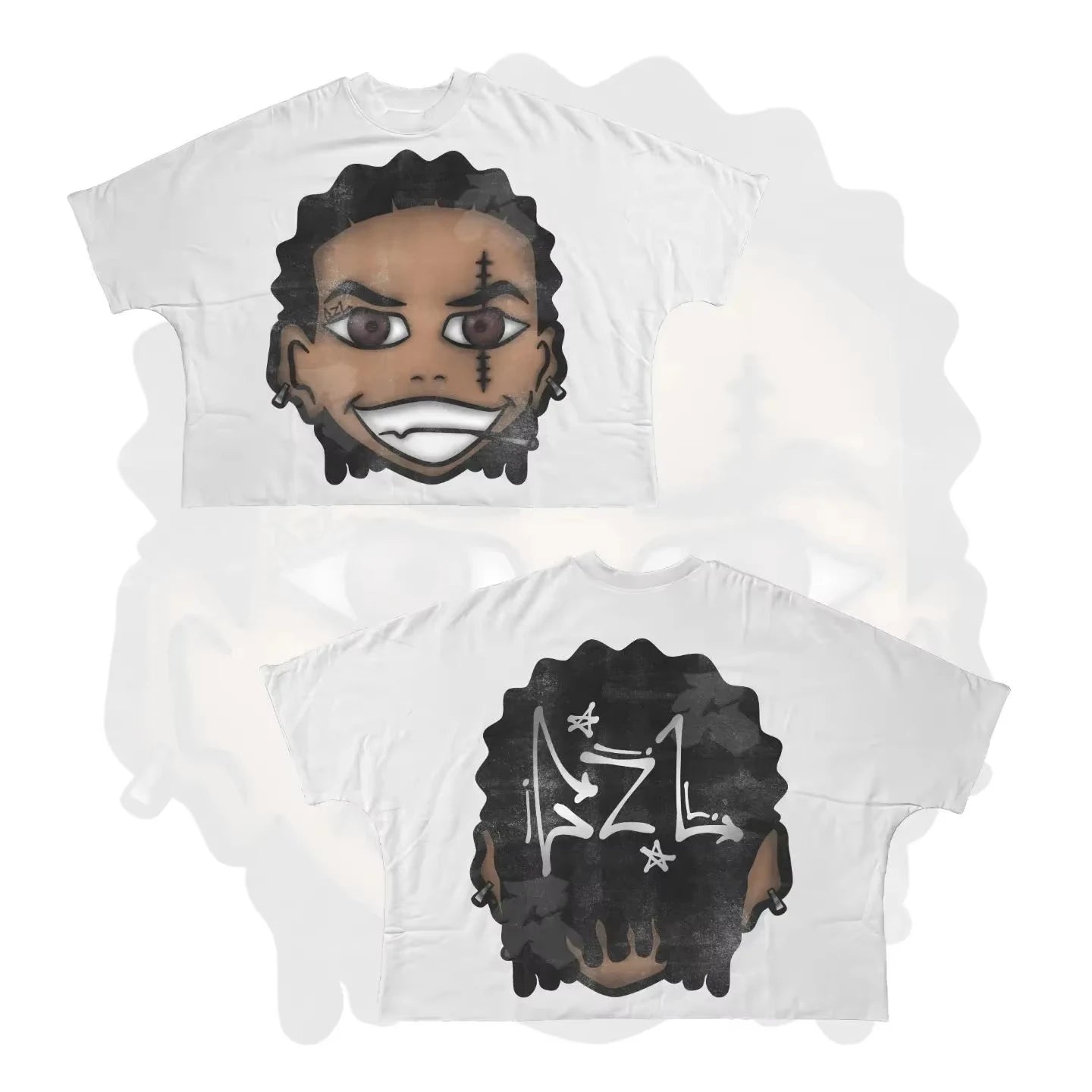 Y2K Short Sleeve Men Women Harajuku Gothic Cartoon Characters Graphic Printed Oversized T Shirt Hip Hop Cotton Drop Sleeves Tops