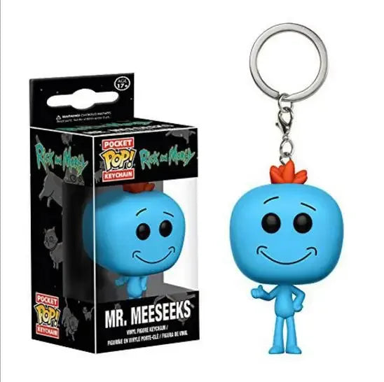 FUNKO POP Pickle Rick and Morty Snow Ball HOLOGRAM Space Suit Rick CLONE Keychain Kid Toys Mr. Meeseeks Snowball Gift