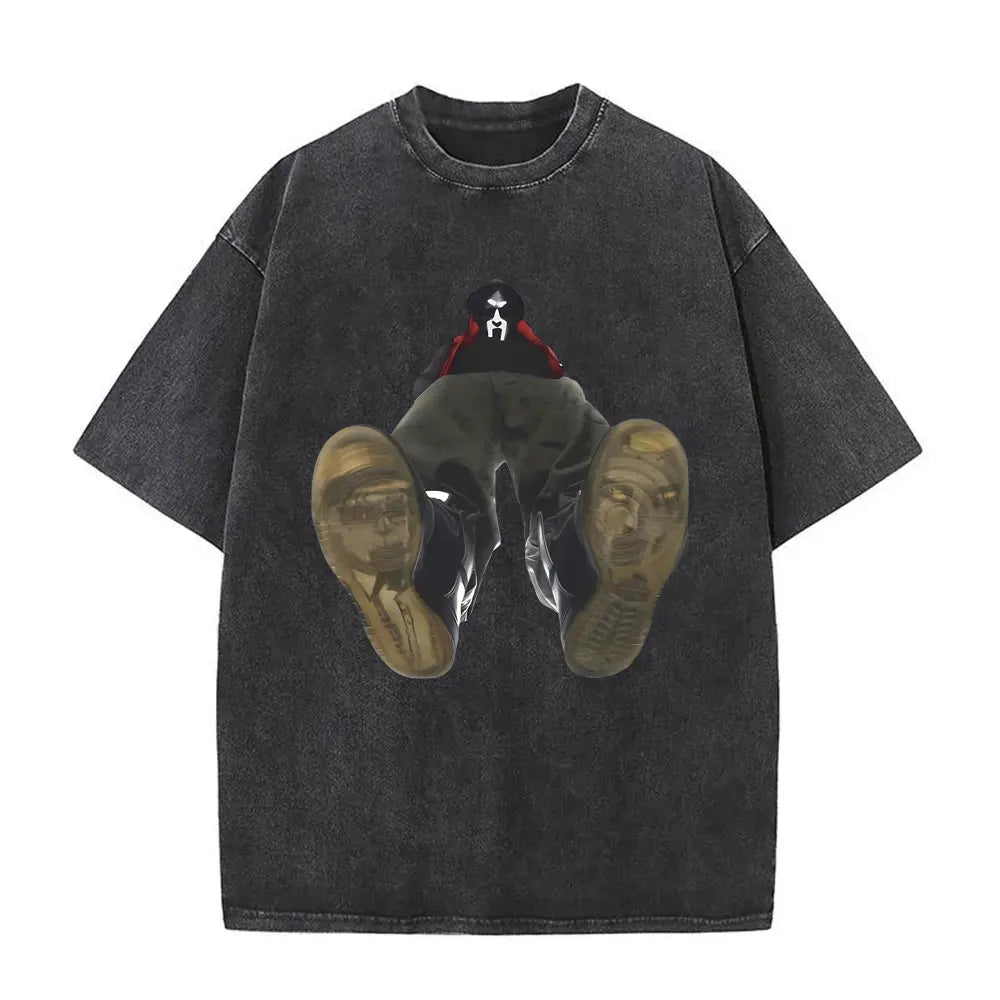 Washed Vintage Rapper Mf Doom MM FOOD Graphic Print Tshirt Men Women Hip Hop Fashion T-shirts Male Casual Oversized Streetwear