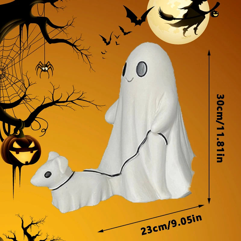 Halloween Ghost Walking Dog Statue Halloween Statues Spooky Figurine Extra Large