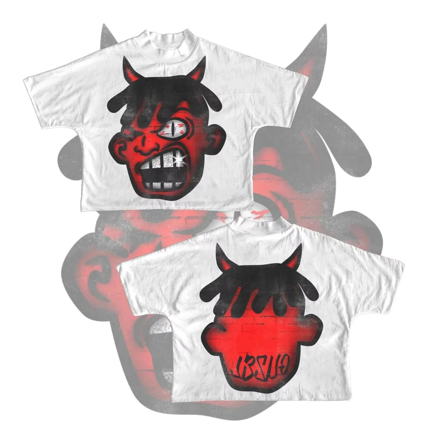 Y2K Short Sleeve Men Women Harajuku Gothic Cartoon Characters Graphic Printed Oversized T Shirt Hip Hop Cotton Drop Sleeves Tops