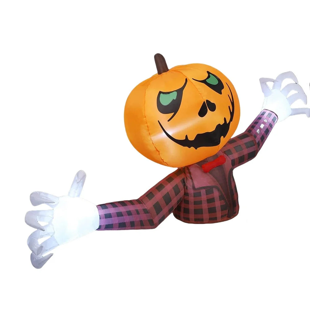 1.2M Halloween Pumpkin Wearing Checkered Shirt Inflatable Decoration Gentleman
