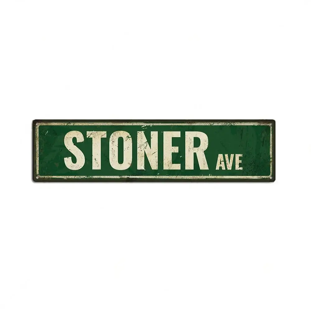 FJ Posters Elm Street 420 Stoner Metal Signs Iron Aluminium Accessories Plaque Metal Wall Art for Horror Movie Grunge Room Decor