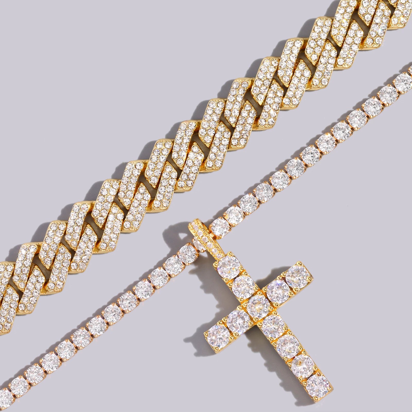 2pcs Cross Tennis Chain 14MM