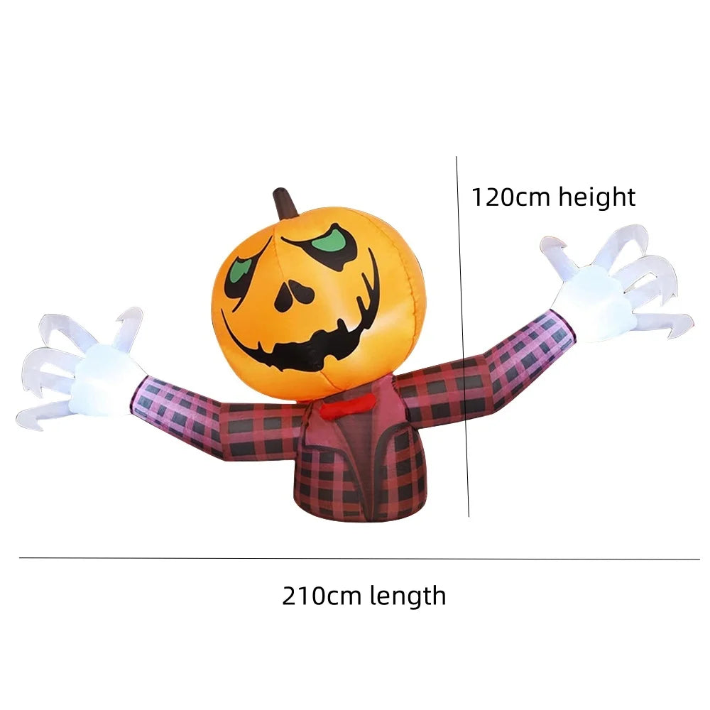 1.2M Halloween Pumpkin Wearing Checkered Shirt Inflatable Decoration Gentleman