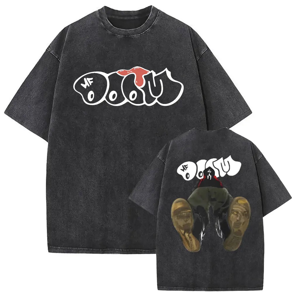 Washed Vintage Rapper Mf Doom MM FOOD Graphic Print Tshirt Men Women Hip Hop Fashion T-shirts Male Casual Oversized Streetwear