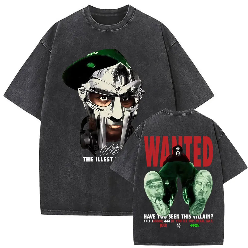 Washed Vintage Rapper Mf Doom MM FOOD Graphic Print Tshirt Men Women Hip Hop Fashion T-shirts Male Casual Oversized Streetwear